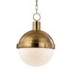 Lambert Pendant - Aged Brass / Clear / White