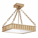 Middlebury Square Semi Flush Ceiling Light - Aged Brass / Frosted