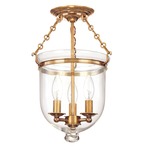 Hampton C1 Semi Flush Ceiling Light - Aged Brass / Clear
