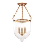 Hampton C1 Semi Flush Ceiling Light - Aged Brass / Clear