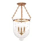 Hampton C3 Semi Flush Ceiling Light - Aged Brass / Clear