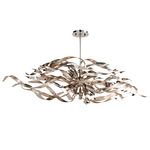 Graffiti Linear Chandelier - Silver Leaf / Polished Stainless Steel / Smoked Crystal