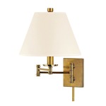 Claremont Swing Arm Wall Sconce - Aged Brass / White