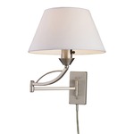 Elysburg Swing Arm Plug-in Wall Sconce  - Satin Nickel / White