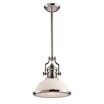 Chadwick Glass Pendant - Polished Nickel / White Glass