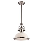 Chadwick Glass Pendant - Polished Nickel/ White Glass