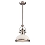 Chadwick Glass Pendant - Satin Nickel / White Glass