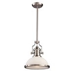 Chadwick Glass Pendant - Satin Nickel/ White Glass