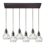 Menlow Park 60047-6RC 6-Light Linear Pendant - Oiled Bronze / Clear