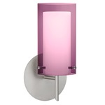 Pahu Wall Light - Satin Nickel / Transparent Amethyst / Opal