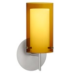 Pahu Wall Light - Satin Nickel / Transparent Armagnac / Opal