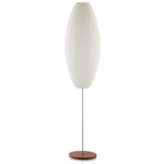 Cigar Lotus Floor Lamp - Brushed Nickel/ Walnut Base / White