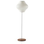 Pear Lotus Floor Lamp - Brushed Nickel/ Walnut Base / White