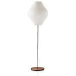 Pear Lotus Floor Lamp - Brushed Nickel/ Walnut Base / White