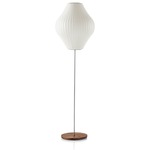 Pear Lotus Floor Lamp - Brushed Nickel / Walnut Base / White