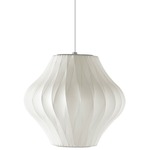 Pear CrissCross Bubble Pendant - Brushed Nickel / White