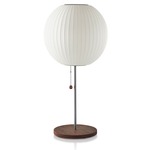 Ball Lotus Table Lamp - Brushed Nickel/ Walnut Base / White