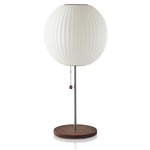 Ball Lotus Table Lamp - Brushed Nickel / Walnut Base / White
