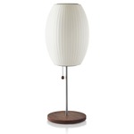 Cigar Lotus Table Lamp - Brushed Nickel/ Walnut Base / White