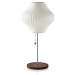 Pear Lotus Table Lamp - Brushed Nickel/ Walnut Base / White