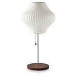 Pear Lotus Table Lamp - Brushed Nickel / Walnut Base / White