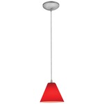 Martini Cord Pendant - Brushed Steel / Red