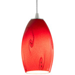 Merlot Cord Pendant - Brushed Steel / Ruby Sky