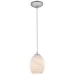 Brandy Cord Pendant - Brushed Steel / White Firebird