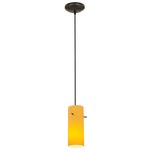 Glass Cylinder Cord Pendant - Oil Rubbed Bronze / Amber