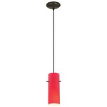 Glass Cylinder Cord Pendant - Oil Rubbed Bronze / Red