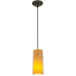 Glass n Glass Cylinder Cord Pendant - Oil Rubbed Bronze / Clear / Amber