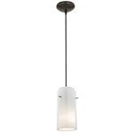 Glass n Glass Cylinder Cord Pendant - Oil Rubbed Bronze / Clear / Opal