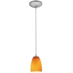 Sherry Cord Pendant - Brushed Steel / Amber