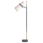 Yasmin Floor Lamp - Matte Black/ Antique Brass / White Linen