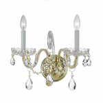 Traditional Crystal Wall Sconce - Polished Brass / Hand-Cut Crystal