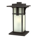 Manhattan 120V Outdoor Pier Mount Lantern - Oil Rubbed Bronze / Etched White Seedy