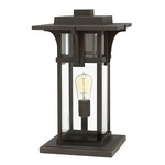 Manhattan 120V Outdoor Pier Mount Lantern - Oil Rubbed Bronze / Clear Beveled