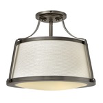 Charlotte Semi Flush Ceiling Light - Antique Nickel / Etched Opal