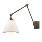 Hillsdale Vertical Swing Arm Wall Sconce - Old Bronze / White Linen