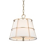 Savona Pendant - Aged Brass / White Linen