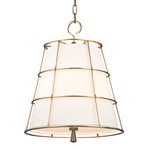 Savona Pendant - Aged Brass / White Linen