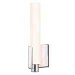 Tubo Vertical Slim Vanity Sconce - Polished Chrome / White Etched