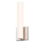 Tubo Vertical Slim Vanity Sconce - Satin Nickel / White Etched