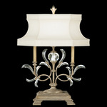 Beveled Arcs Wide Table Lamp - Silver / Off White