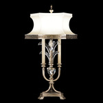 Beveled Arcs Candlestick Table Lamp - Silver / Off White