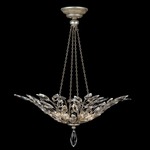 Crystal Laurel Bowl Pendant - Antique Taupe w/Silver Leaf / Crystal