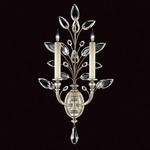 Crystal Laurel Fleur Wall Sconce - Antique Taupe w/Silver Leaf / Crystal