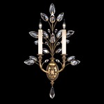 Crystal Laurel Fleur Wall Sconce - Antique Warm Gold Leaf / Crystal