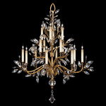 Crystal Laurel Dual Chandelier - Antique Warm Gold Leaf / Crystal