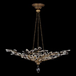 Crystal Laurel Swirl Pendant - Antique Warm Gold Leaf / Crystal